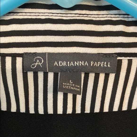 Adrianna Papell Black and White Notched Collar Blouse - Picture 2 of 5
